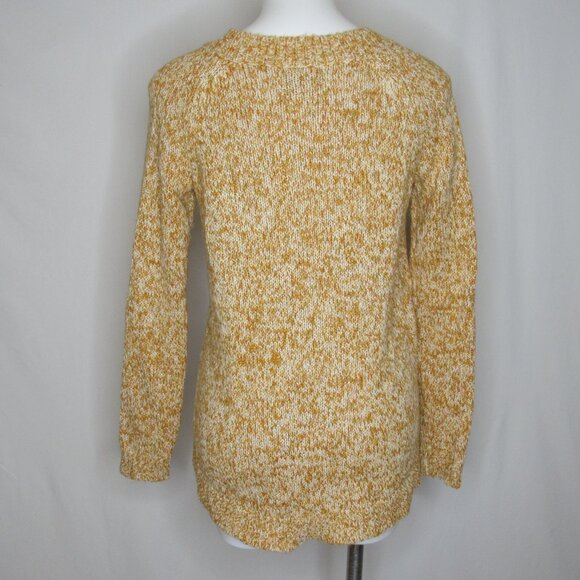 Ann Taylor LOFT Gold White Flecked Hi Low Knit Sweater Women's M Medium - Picture 3 of 8